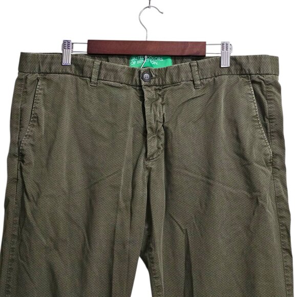 United Colors of Benetton Patterned Tapered Leg Pants In Olive Sz 56 (XXL) - Picture 3 of 10
